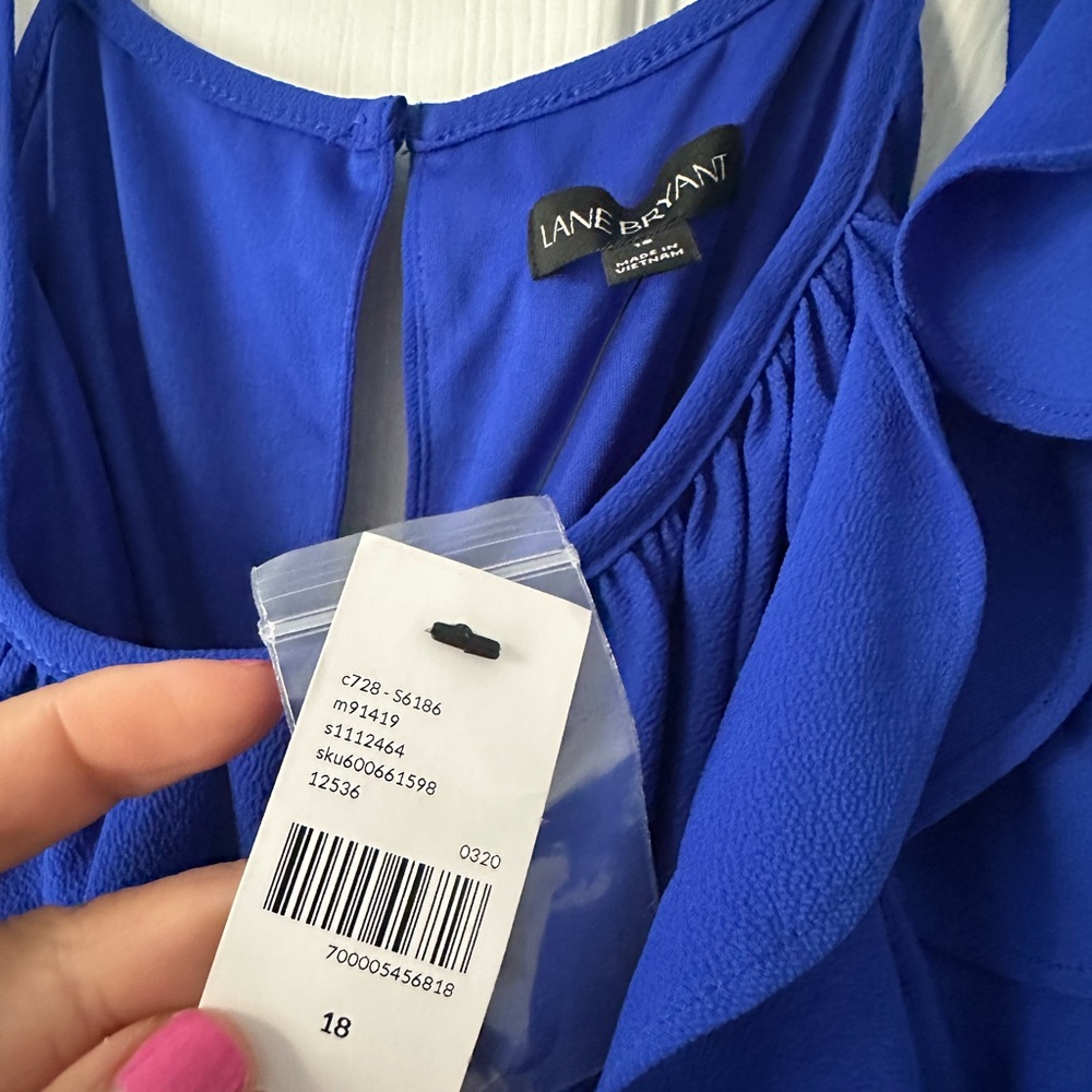 Lane Bryant Ruffled Blue Sleeveless Wide
Leg Jumpsuit Size 18 Plus Size - Picture 7 of 7
